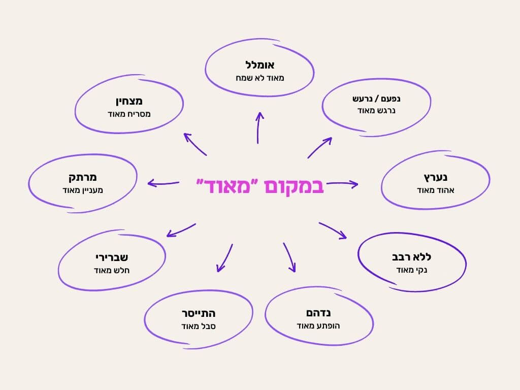 עוד דוגמאות במקום "מאוד"